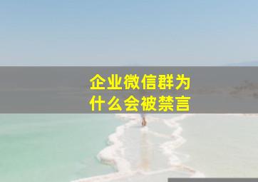 企业微信群为什么会被禁言