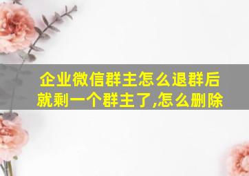 企业微信群主怎么退群后就剩一个群主了,怎么删除