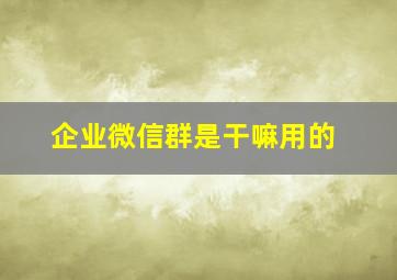 企业微信群是干嘛用的