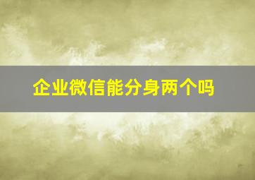 企业微信能分身两个吗