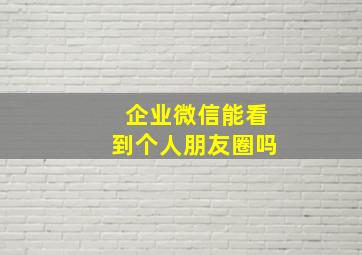 企业微信能看到个人朋友圈吗