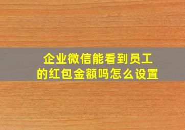 企业微信能看到员工的红包金额吗怎么设置