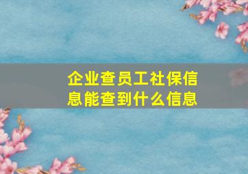 企业查员工社保信息能查到什么信息