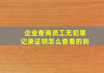 企业查询员工无犯罪记录证明怎么查看的到