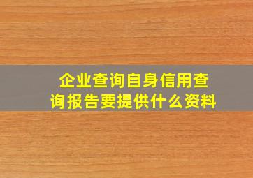 企业查询自身信用查询报告要提供什么资料