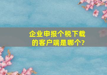 企业申报个税下载的客户端是哪个?