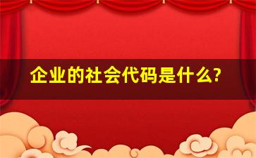 企业的社会代码是什么?