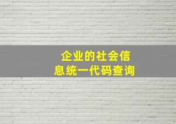 企业的社会信息统一代码查询