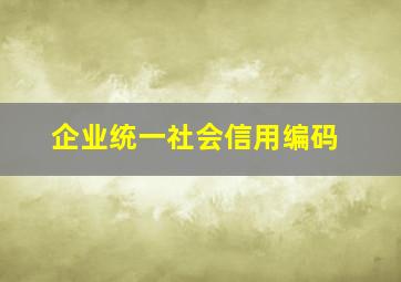 企业统一社会信用编码