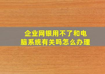 企业网银用不了和电脑系统有关吗怎么办理