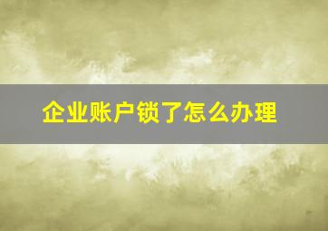 企业账户锁了怎么办理