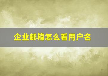 企业邮箱怎么看用户名