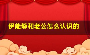 伊能静和老公怎么认识的