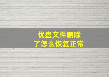 优盘文件删除了怎么恢复正常