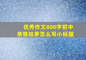 优秀作文800字初中亲情姑爹怎么写小标题