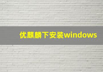 优麒麟下安装windows