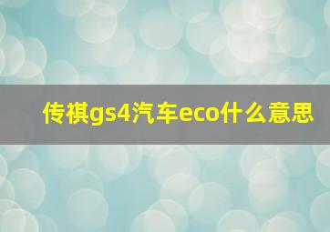 传祺gs4汽车eco什么意思