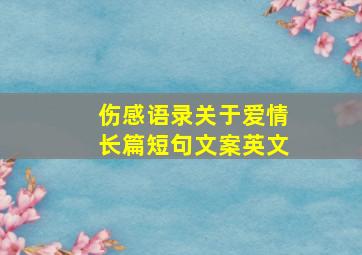 伤感语录关于爱情长篇短句文案英文