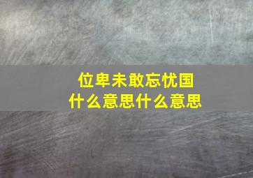 位卑未敢忘忧国什么意思什么意思