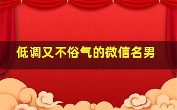 低调又不俗气的微信名男