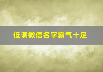 低调微信名字霸气十足