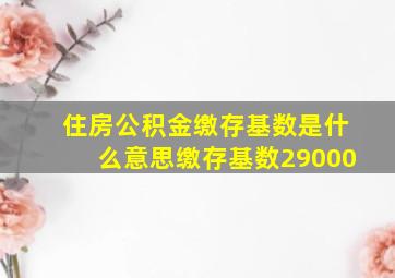 住房公积金缴存基数是什么意思缴存基数29000