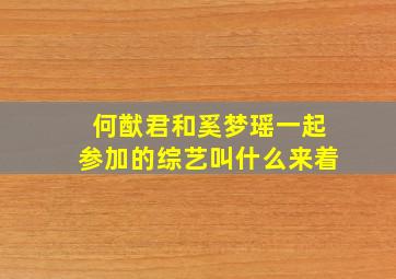 何猷君和奚梦瑶一起参加的综艺叫什么来着