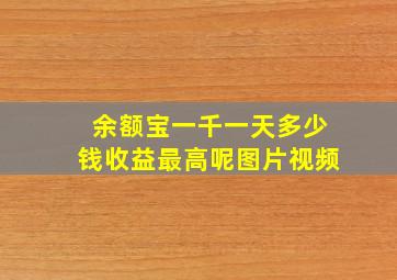 余额宝一千一天多少钱收益最高呢图片视频