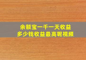 余额宝一千一天收益多少钱收益最高呢视频