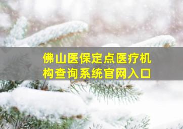 佛山医保定点医疗机构查询系统官网入口