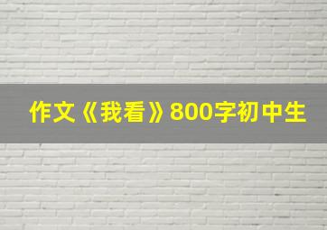 作文《我看》800字初中生