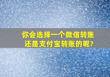 你会选择一个微信转账还是支付宝转账的呢?