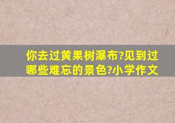 你去过黄果树瀑布?见到过哪些难忘的景色?小学作文