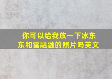 你可以给我放一下冰东东和雪融融的照片吗英文