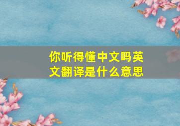 你听得懂中文吗英文翻译是什么意思