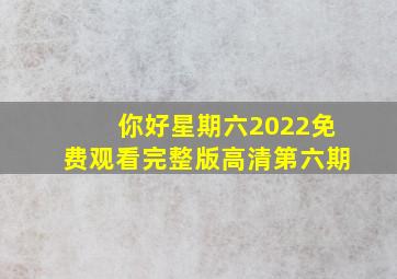 你好星期六2022免费观看完整版高清第六期