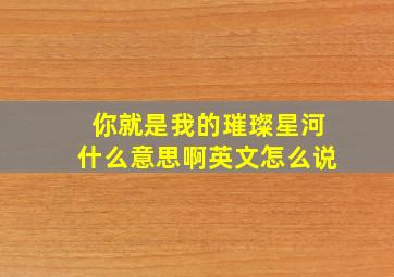 你就是我的璀璨星河什么意思啊英文怎么说