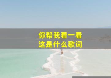 你帮我看一看这是什么歌词