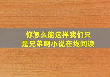 你怎么能这样我们只是兄弟啊小说在线阅读