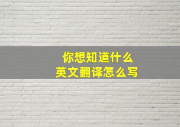 你想知道什么英文翻译怎么写