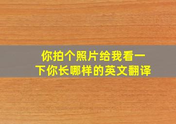 你拍个照片给我看一下你长哪样的英文翻译