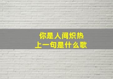 你是人间炽热上一句是什么歌