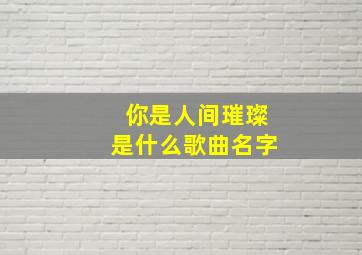 你是人间璀璨是什么歌曲名字