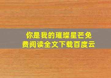 你是我的璀璨星芒免费阅读全文下载百度云