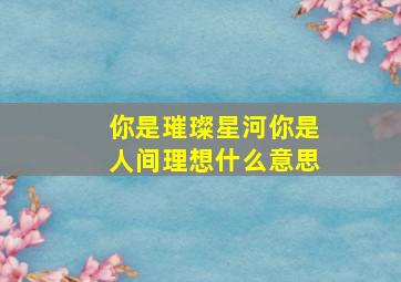 你是璀璨星河你是人间理想什么意思