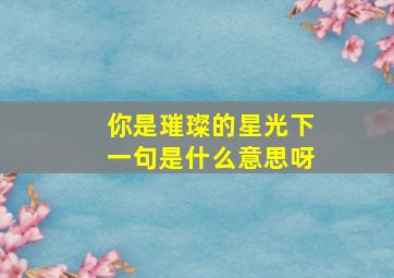 你是璀璨的星光下一句是什么意思呀