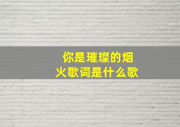 你是璀璨的烟火歌词是什么歌