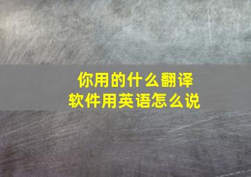 你用的什么翻译软件用英语怎么说