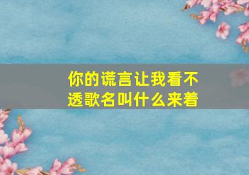 你的谎言让我看不透歌名叫什么来着