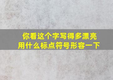 你看这个字写得多漂亮用什么标点符号形容一下